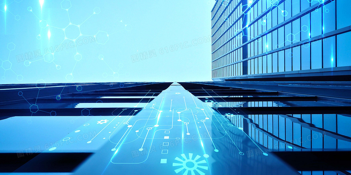 蓝色智慧商业城市企业摄影合成背景