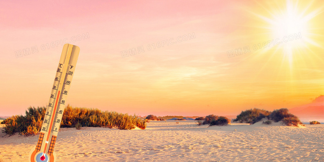 夏季高温天气炎热温度计大暑背景