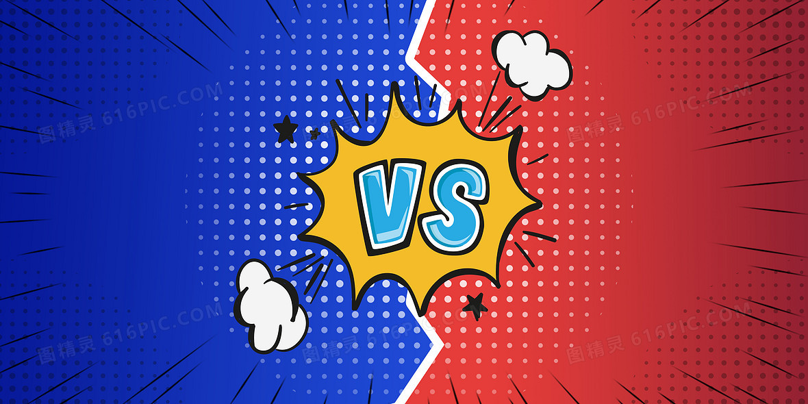 大气孟菲斯风格红蓝竞争vs背景