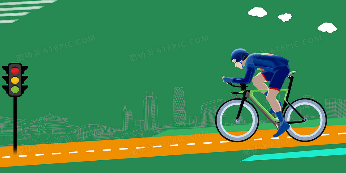 绿色简约风世界骑行日自行车创意背景