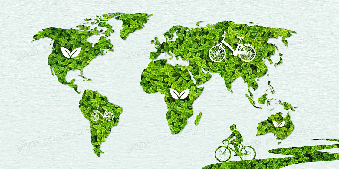 世界无车日绿色地图环保出行背景