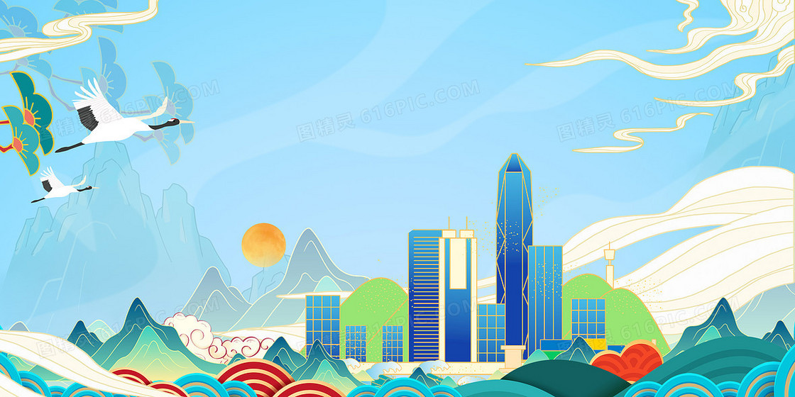 中国国潮风深圳城市宣传背景
