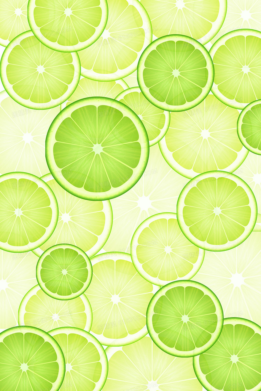 清新绿色柠檬水果底纹背景