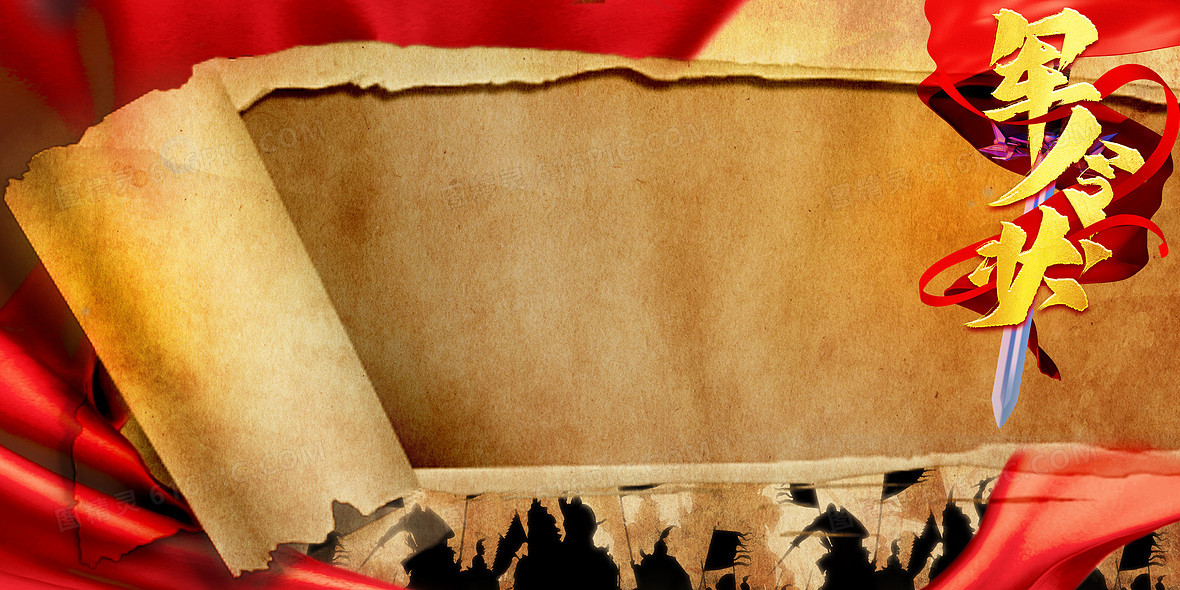复古军令状牛皮纸创意合成背景