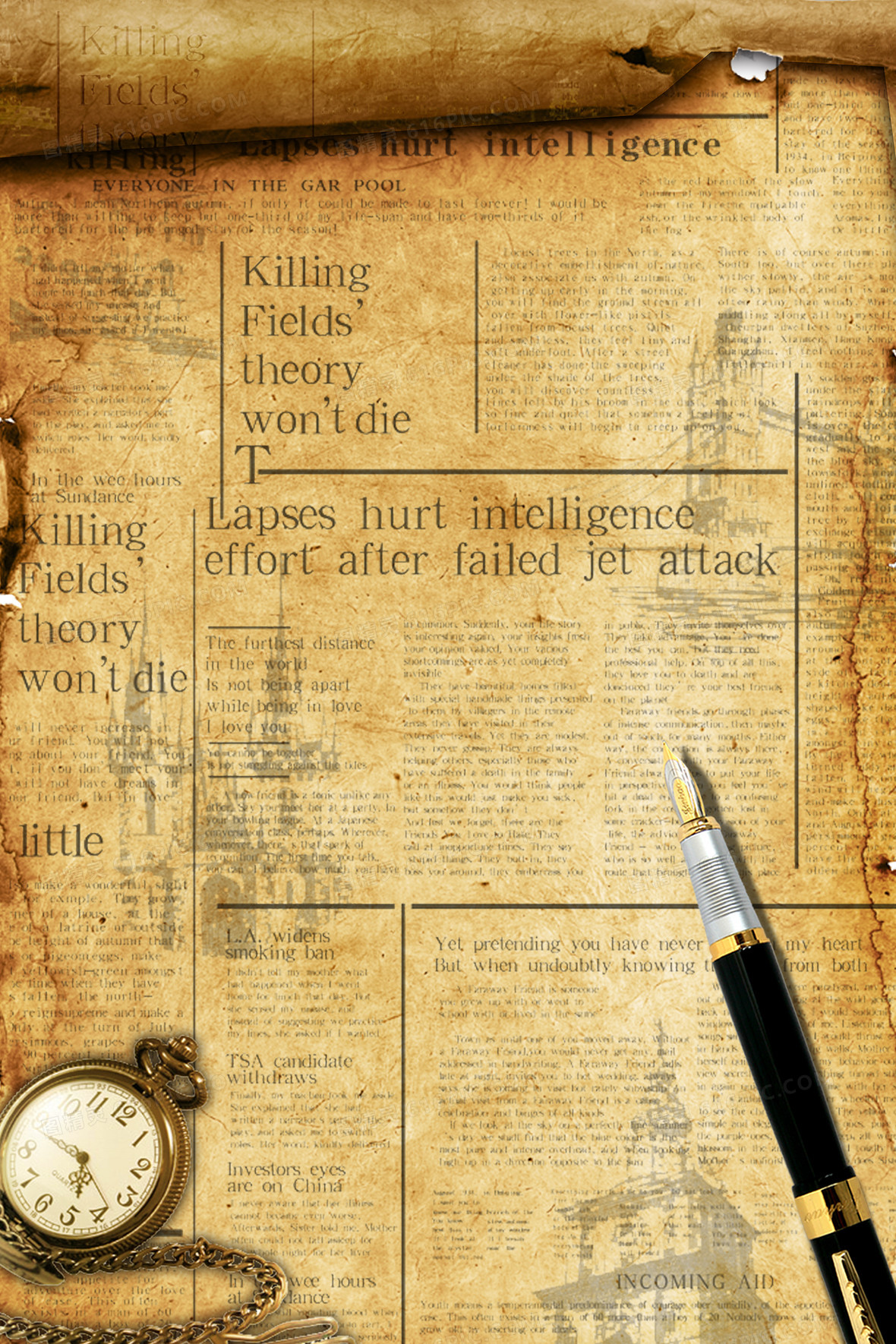 旧报纸背景图片