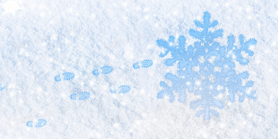 冬季雪地雪花足迹立冬创意摄影合成背景