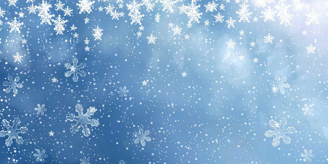 蓝色圣诞节雪花下雪落雪文艺背景