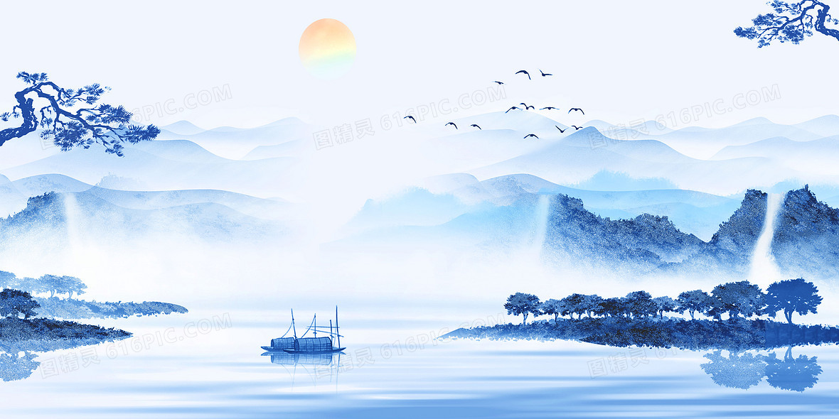 蓝色水墨画背景图片下载_免费高清蓝色水墨画背景设计素材_图精灵