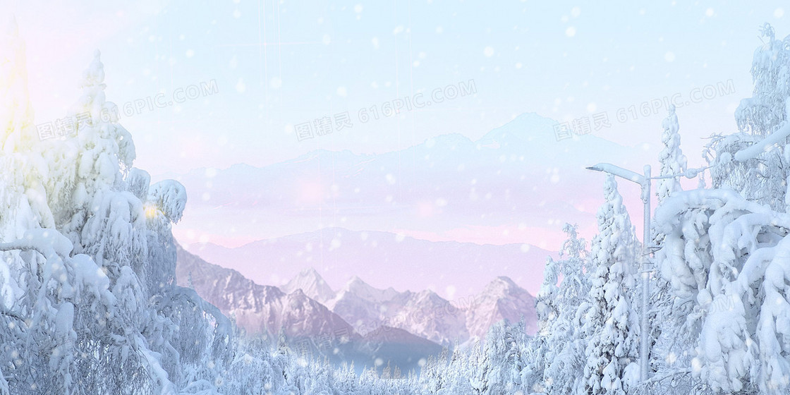 冬季雪景森林唯美摄影合成背景