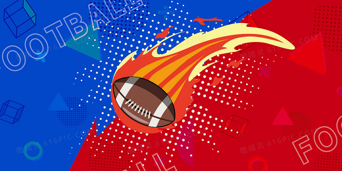 红蓝撞色橄榄球运动热血创意对决背景
