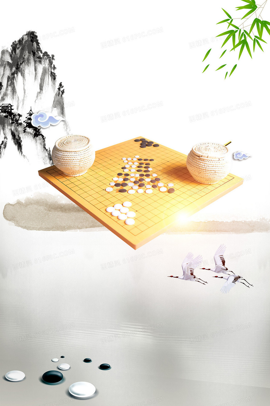 中国风复古风围棋棋盘背景