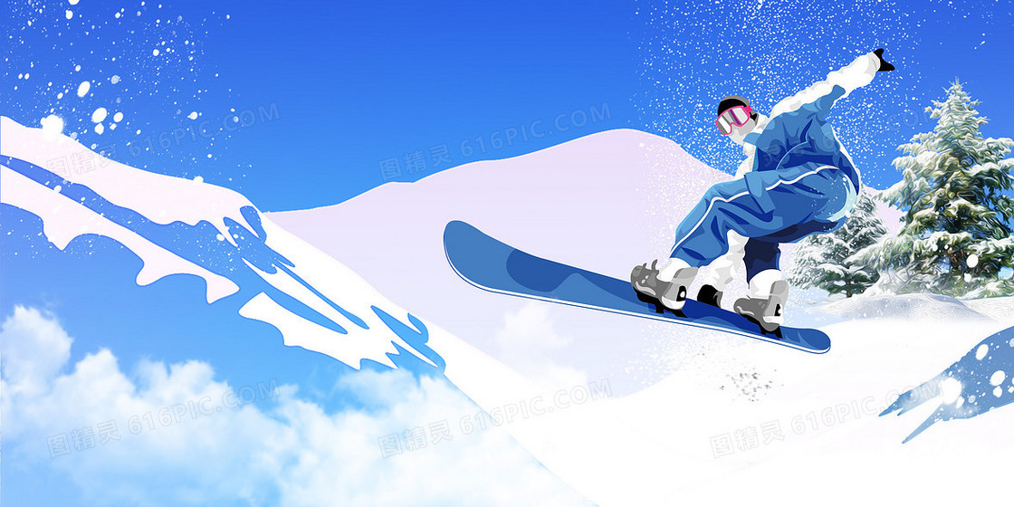 蓝色简约冬奥会滑雪比赛背景