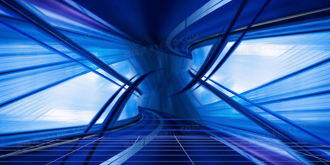 蓝色抽象时空隧道科技感背景