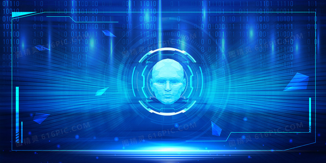 人脸识别扫描蓝色科技智能识别背景