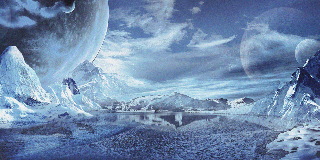 科幻未来冰山摄影合成创意背景