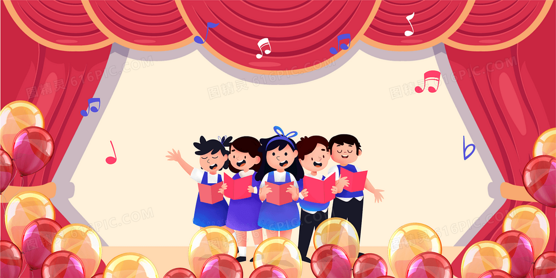 卡通欢乐儿童合唱比赛背景