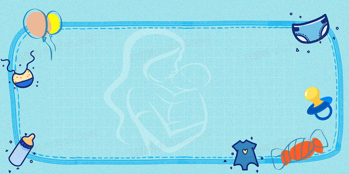 蓝色手绘卡通母婴背景