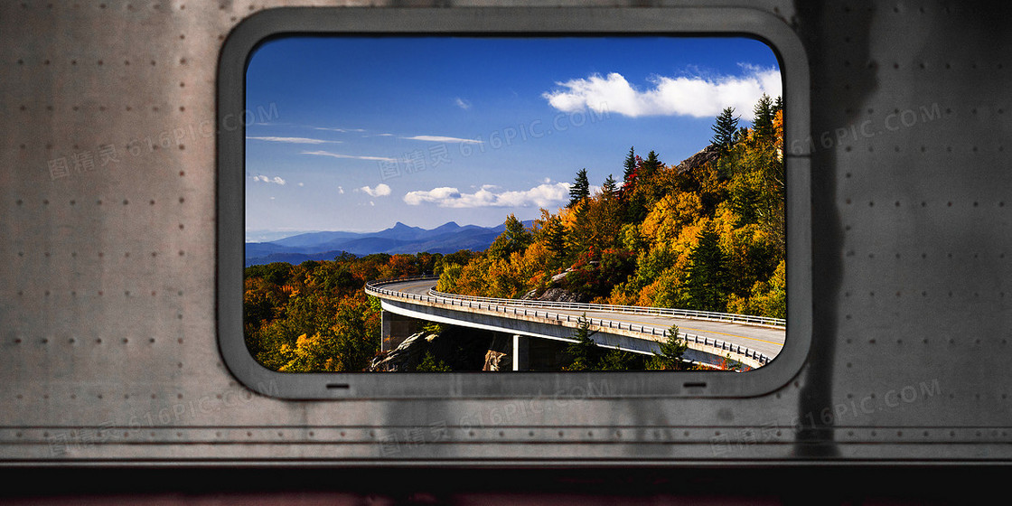 火车旅行窗外风景摄影合成背景