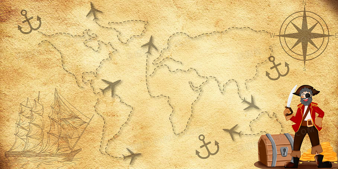 复古风寻宝探险背景