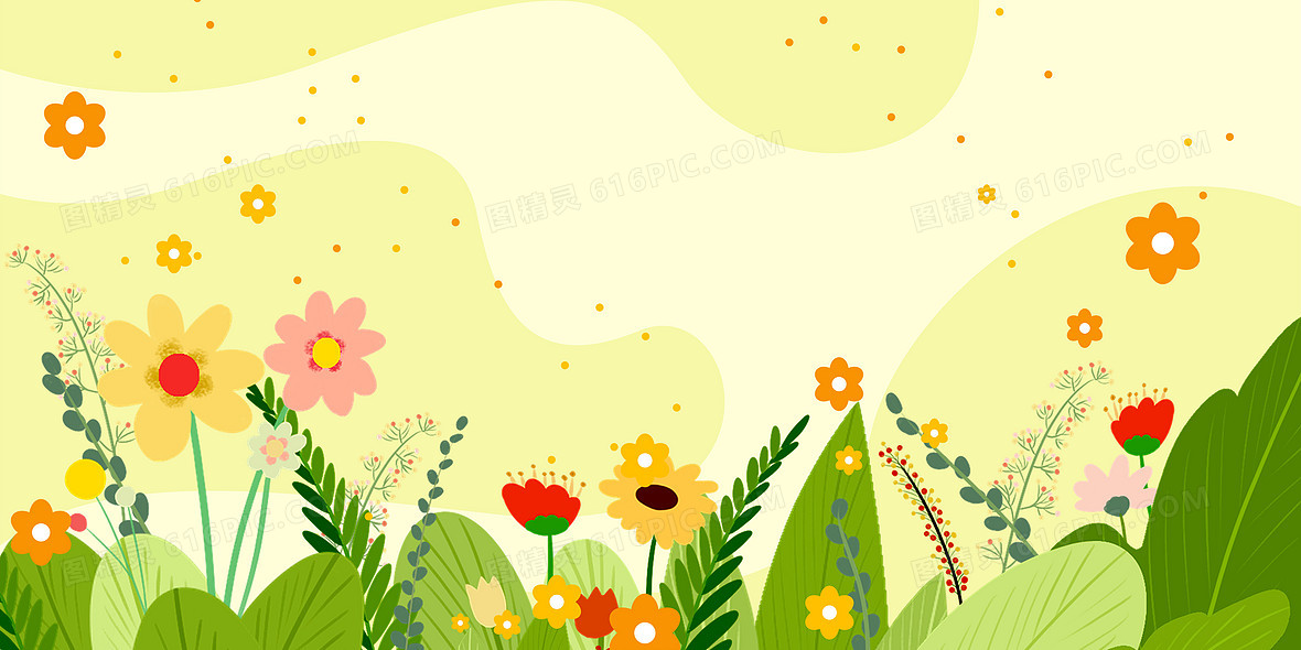 卡通小清新春天鲜花卡通背景背景图片下载 9449x4724像素jpg格式 编号vrgfx45r1 图精灵