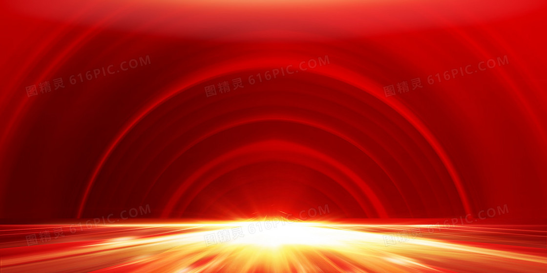 红色大气简约空间感年会背景