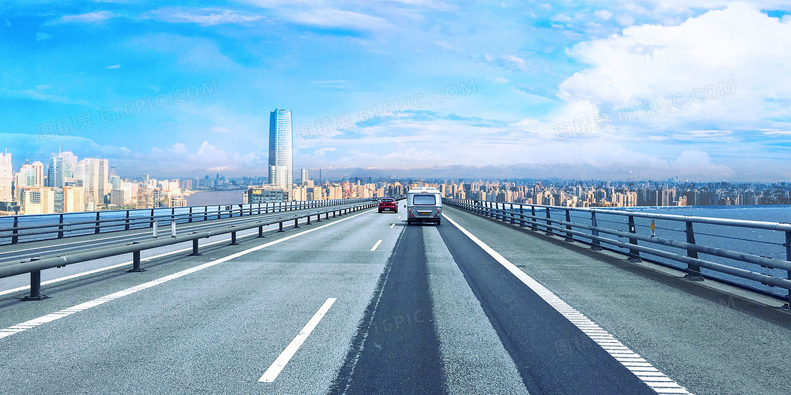 简约城市公路摄影合成背景图
