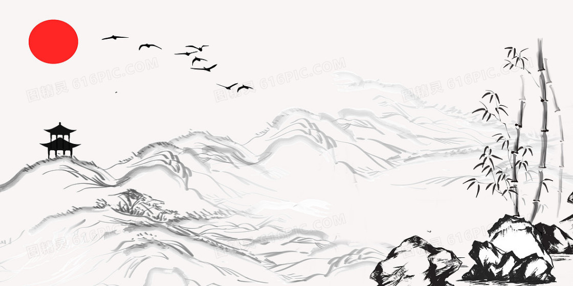水墨简约国风竹子背景