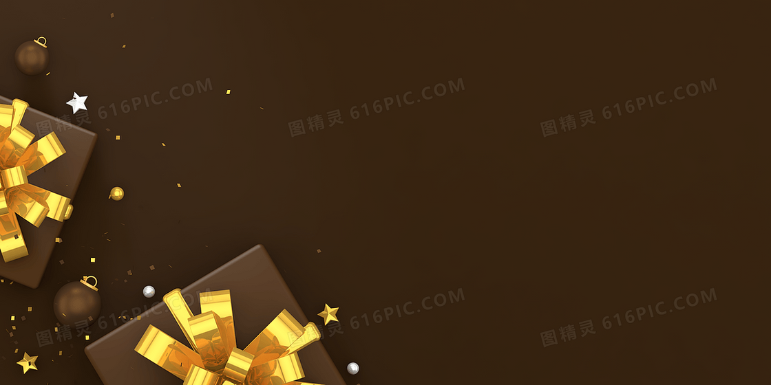 灰金简约C4D立体创意圣诞节万圣节背景