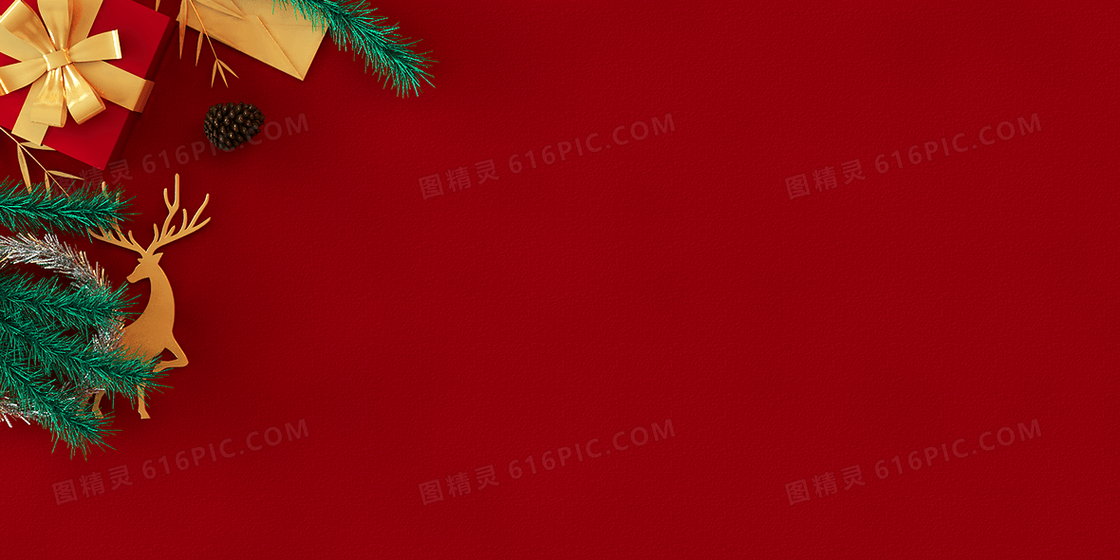 红金创意C4D立体圣诞节背景