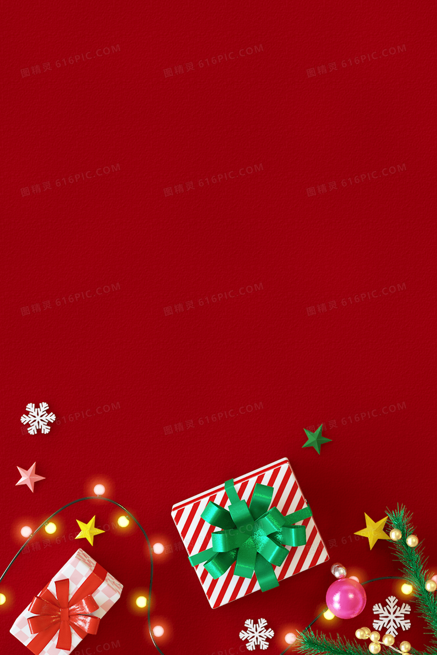 红色创意C4D立体通用圣诞节背景