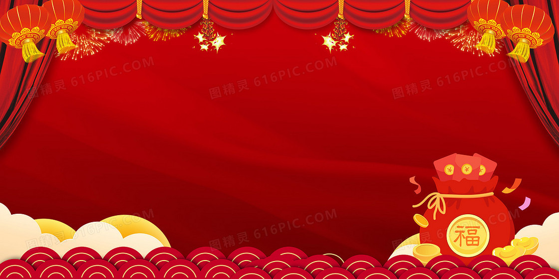 大气红色新年福袋海报背景