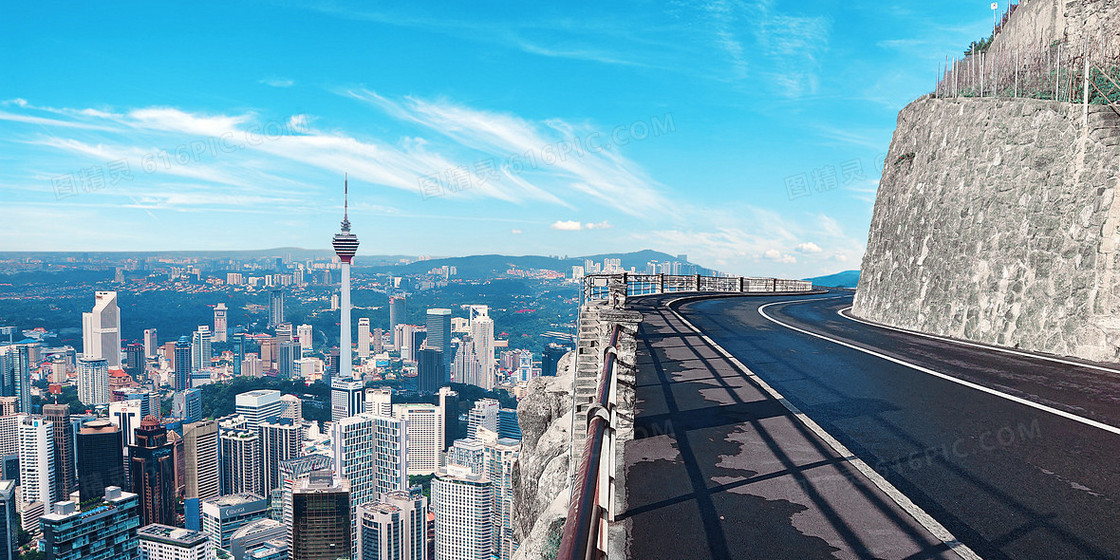 商务城市建筑公路摄影合成背景