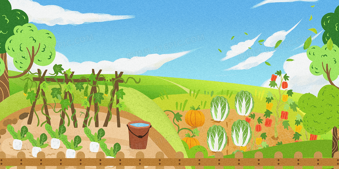 卡通手绘菜园背景