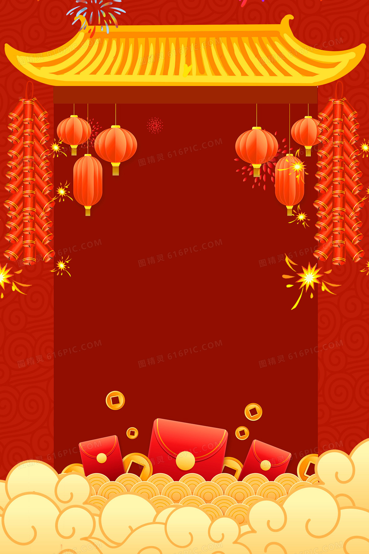 中国风红色开门大吉背景