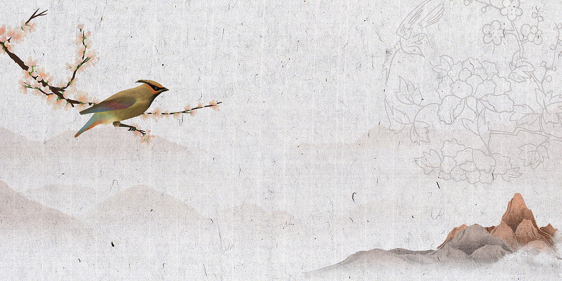 中国风工笔画花鸟展板背景
