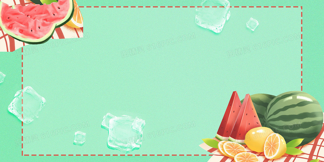 夏日清新水果西瓜冰块背景