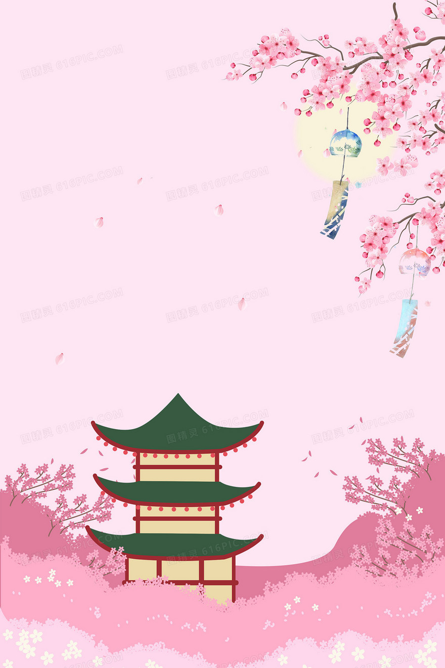 简约粉色日式樱花背景