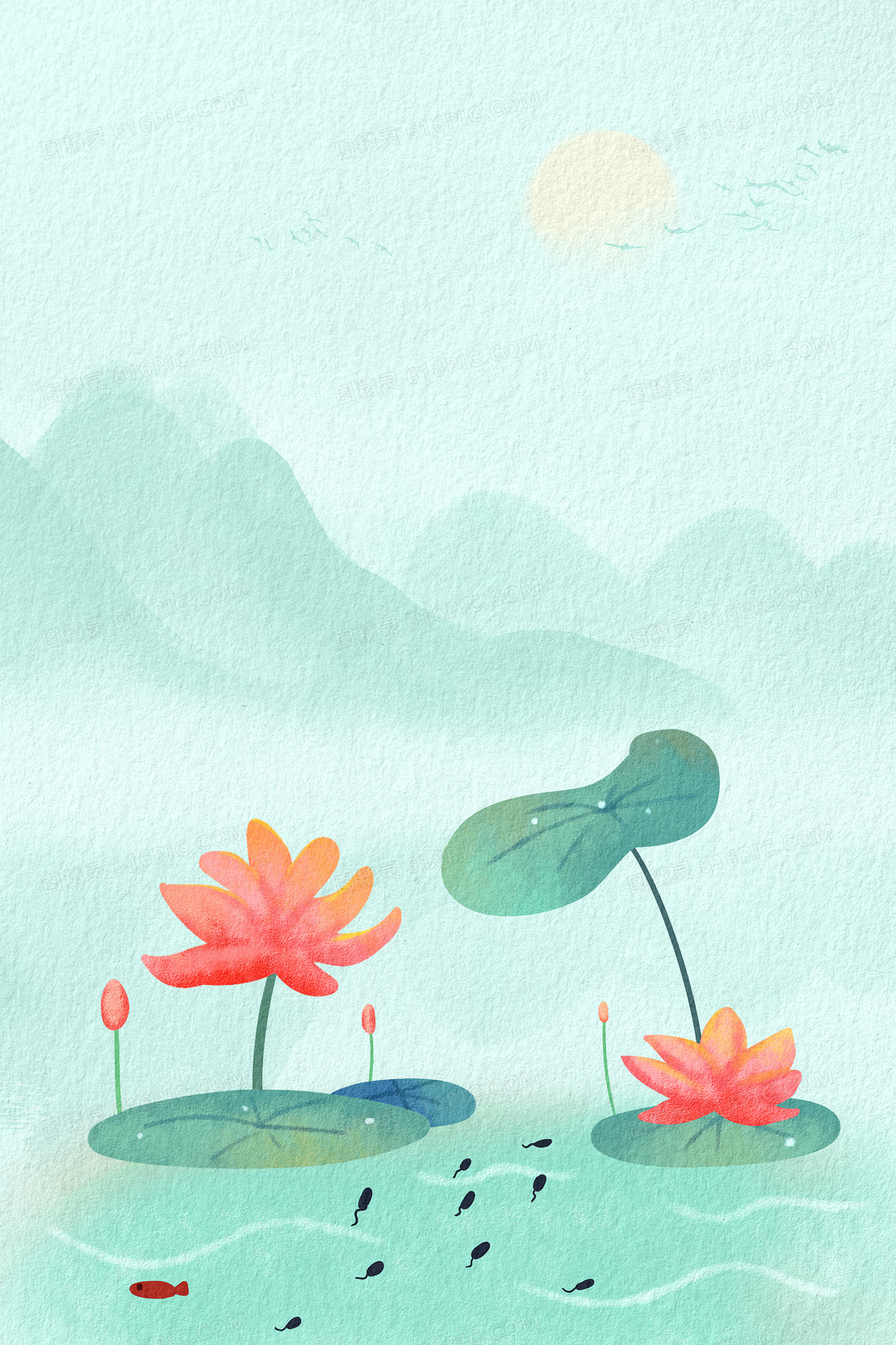 夏季清新荷叶背景图