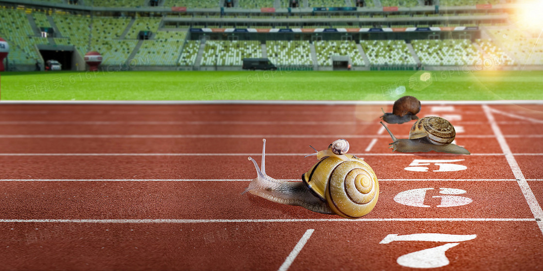 蜗牛赛跑勇往直前精神商务摄影图合成正能量背景