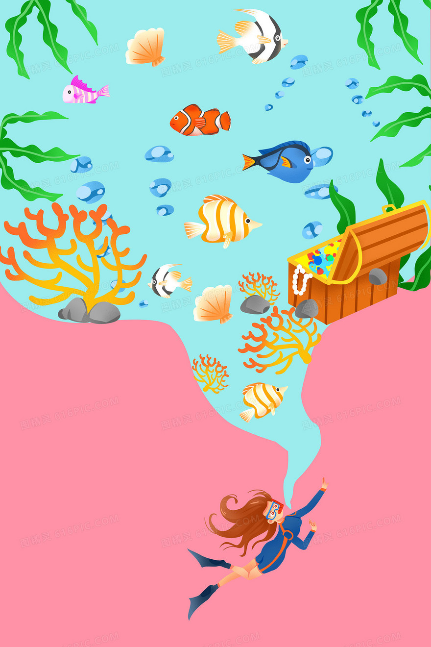 夏日创意海底世界背景