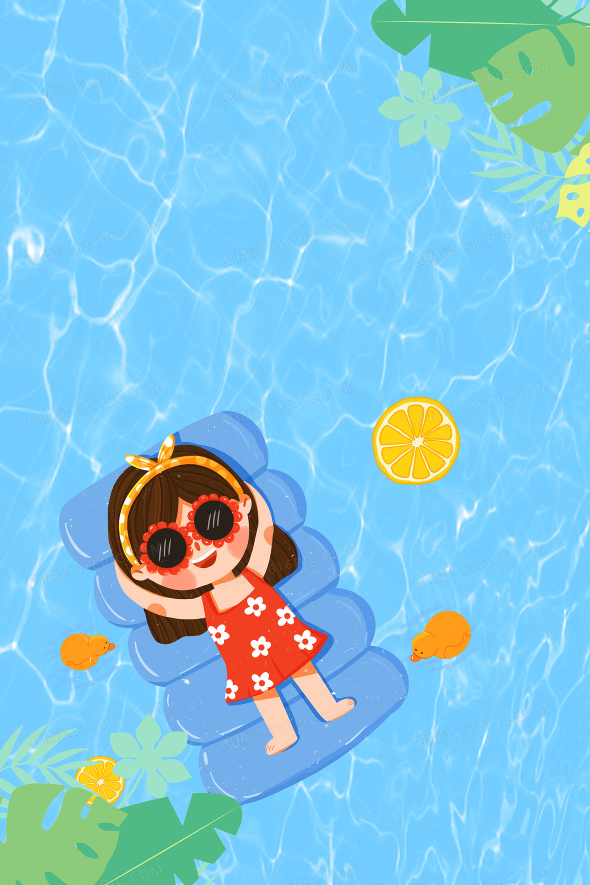 简约夏季日光浴背景图