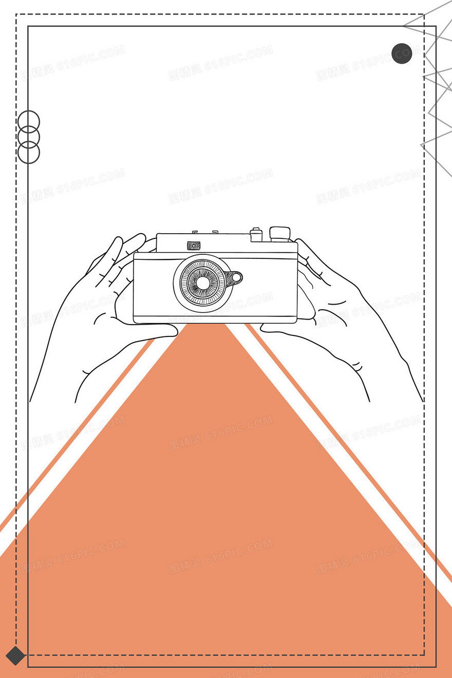 线描相机橙色几何背景
