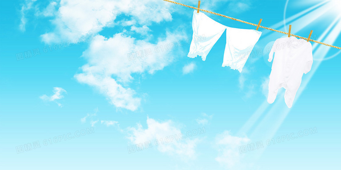 蓝天晾晒衣服摄影图合成家务清洁洗衣服背景