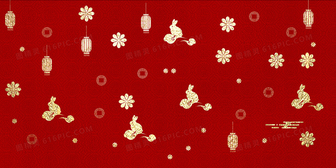 红色精美兔年装饰背景素材