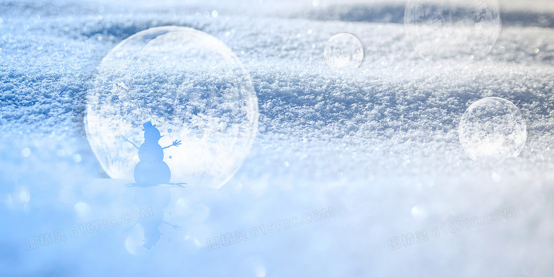 大学雪地雪花气泡雪人摄影合成