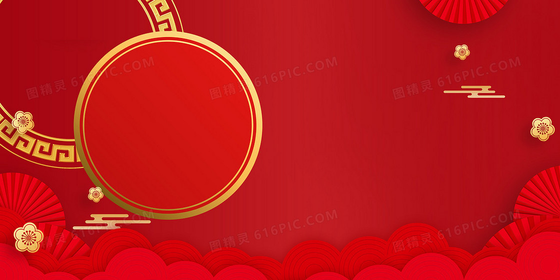 红色喜庆剪纸风兔年新年宣传背景