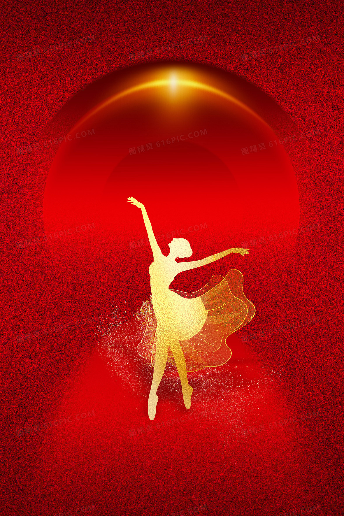 三八女王节红金色人物剪影背景