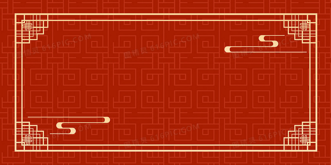 简约国风红色边框背景图