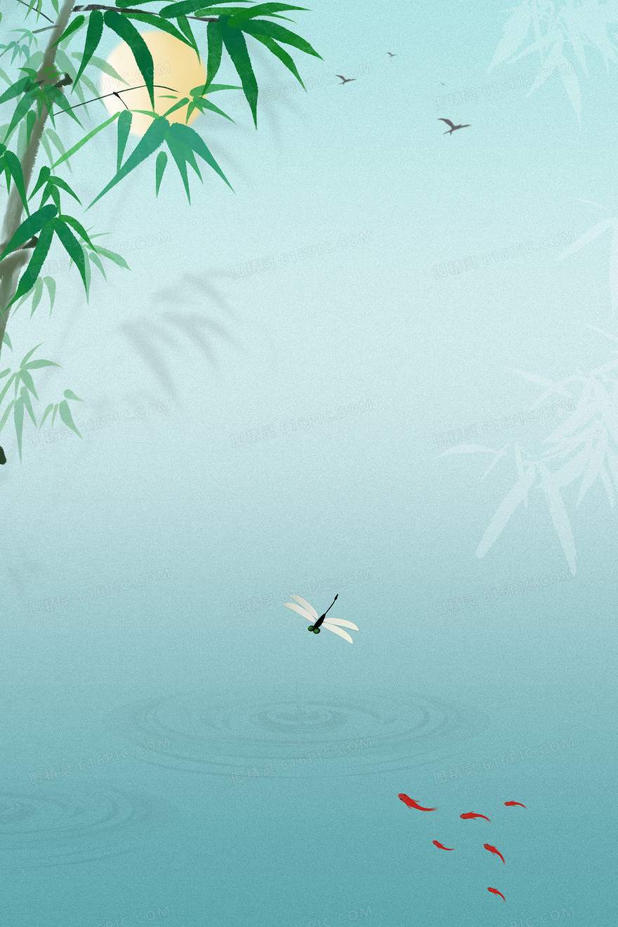 简约中国风蜻蜓点水惊蛰节气背景