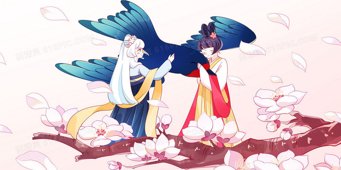 三月桃花花枝花瓣唯美四季十二花神背景